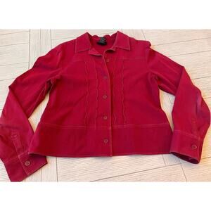 Zoe K red‎ cotton, spandex button down light blazer, sweater w/ cute details. M